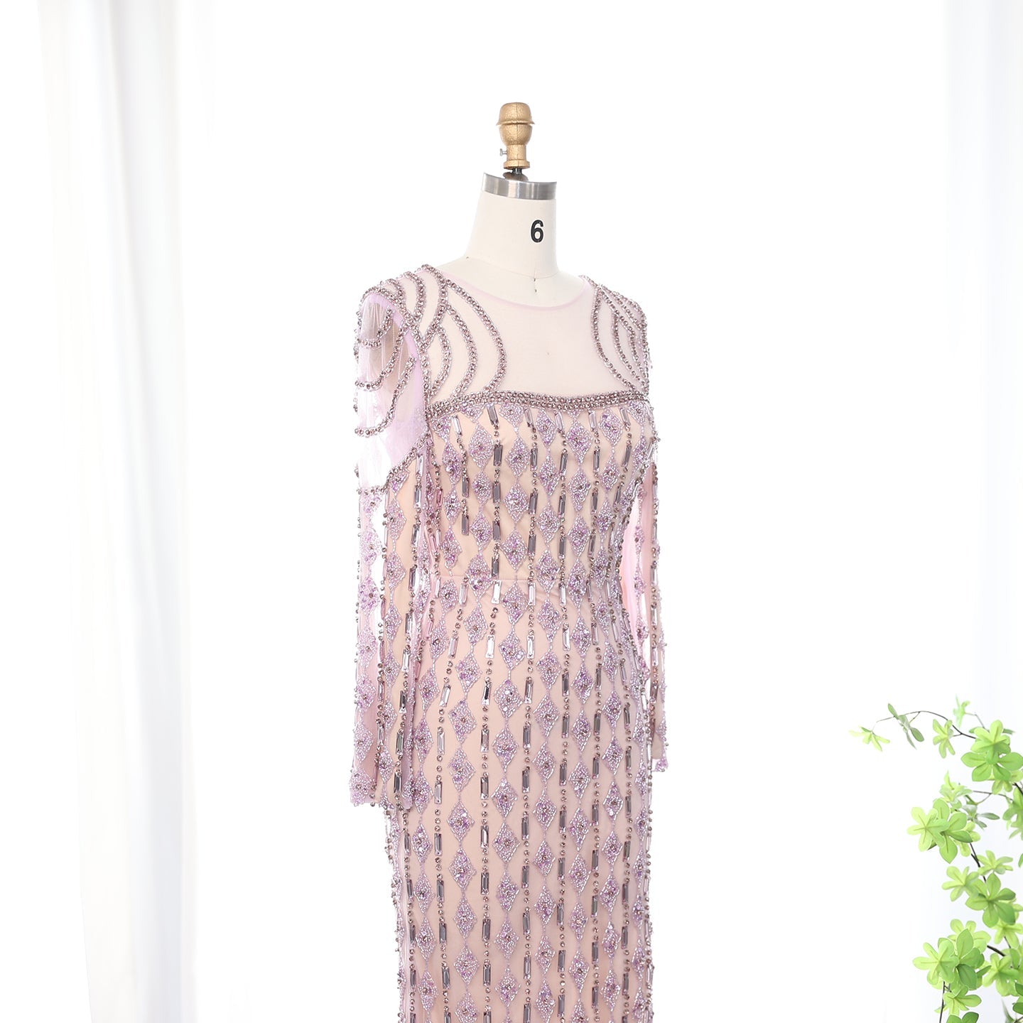Luxury Sage Green Long Sleeves Mermaid Evening Dress