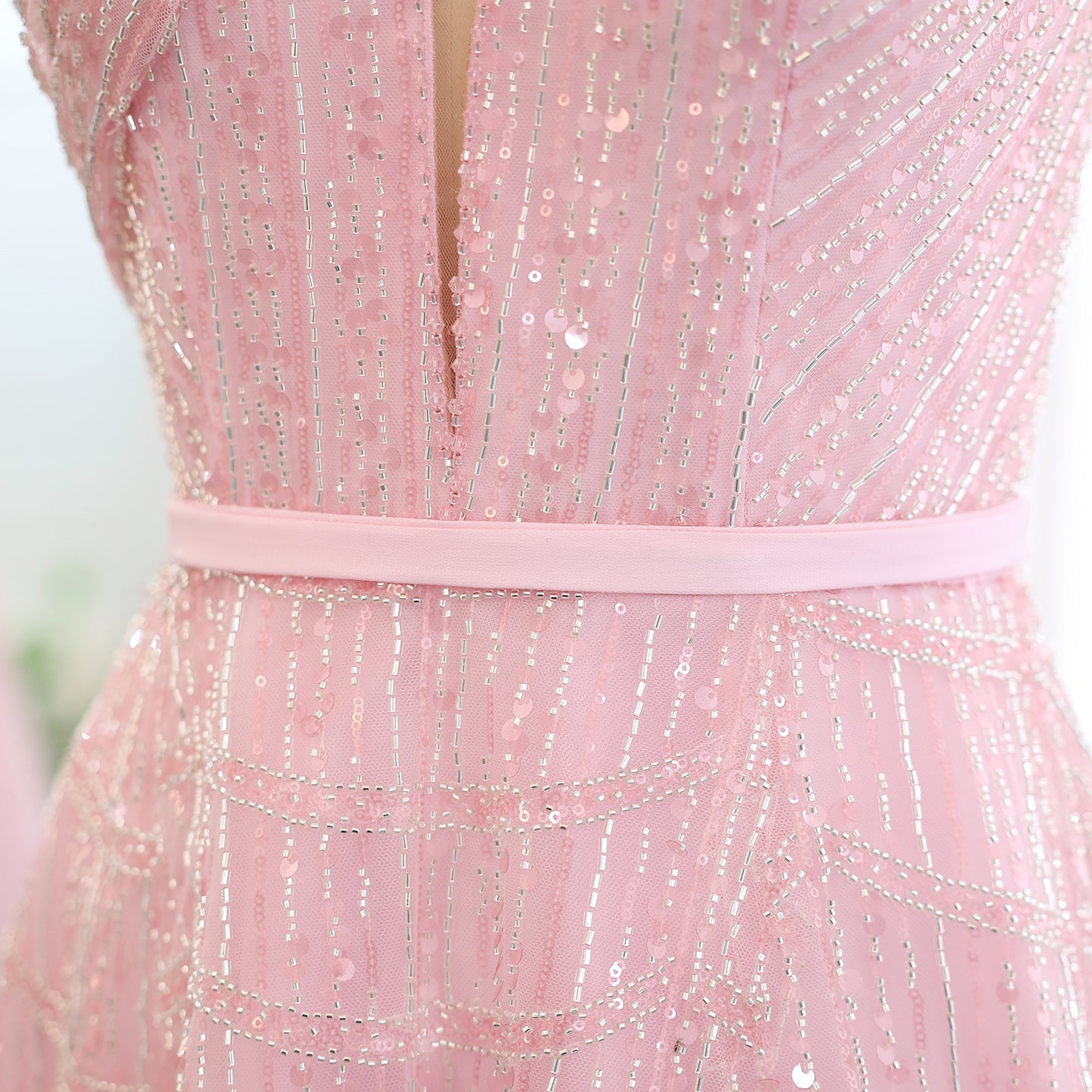 Luxury Beaded Lilac Halter One Shoulder Evening Dress