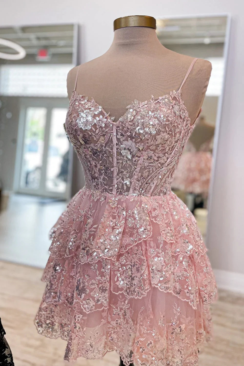 Cute Spaghetti Straps Homecoming Dress
