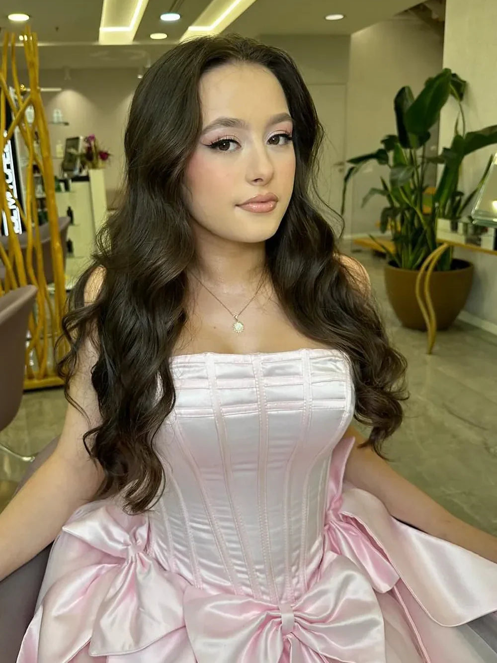 Princess Pink Corset Homecoming Dress with Bowknot