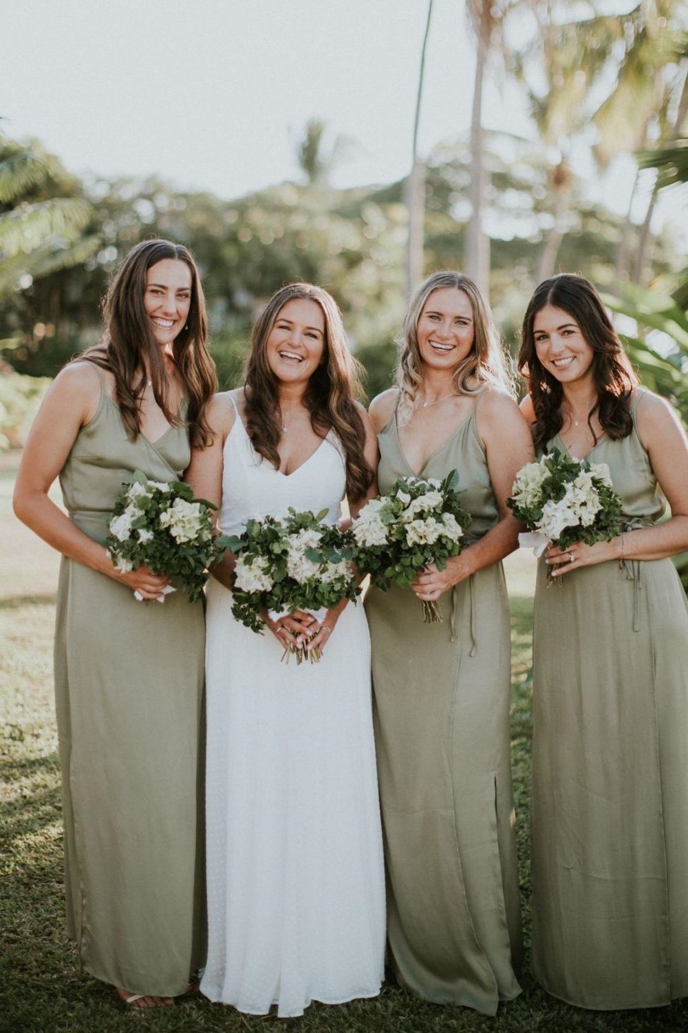 A Line Green Long Bridesmaid Dress with Slit