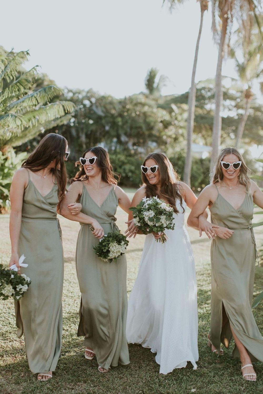 A Line Green Long Bridesmaid Dress with Slit