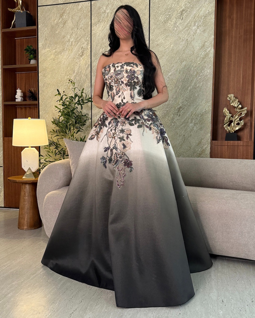 Long evening dress in elegant color shades