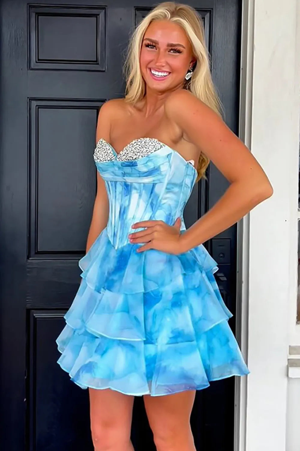 Cute Sweetheart Homecoming Dress with Beading
