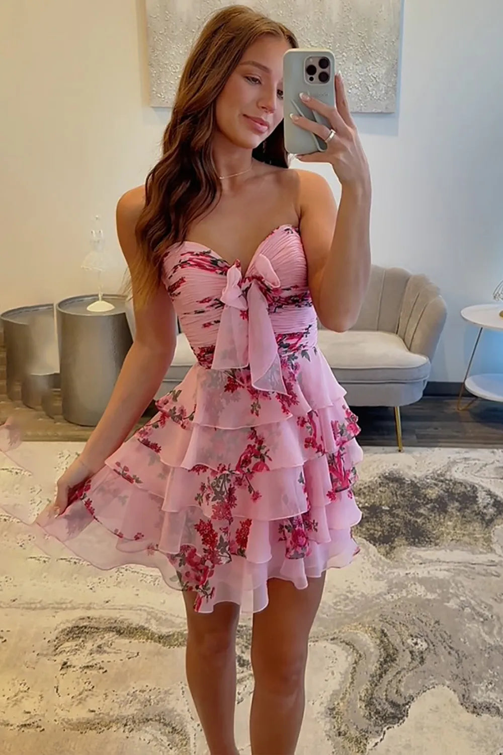 فستان التخرج الجديد A Line Sweetheart مع الكشكشة