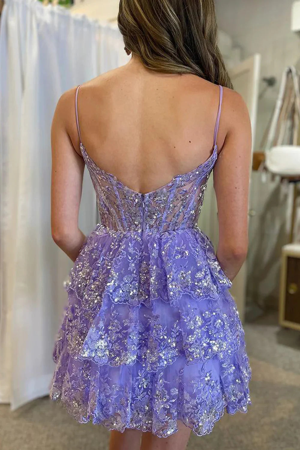 A Line Lilac Short Graduation Homecoming Dress