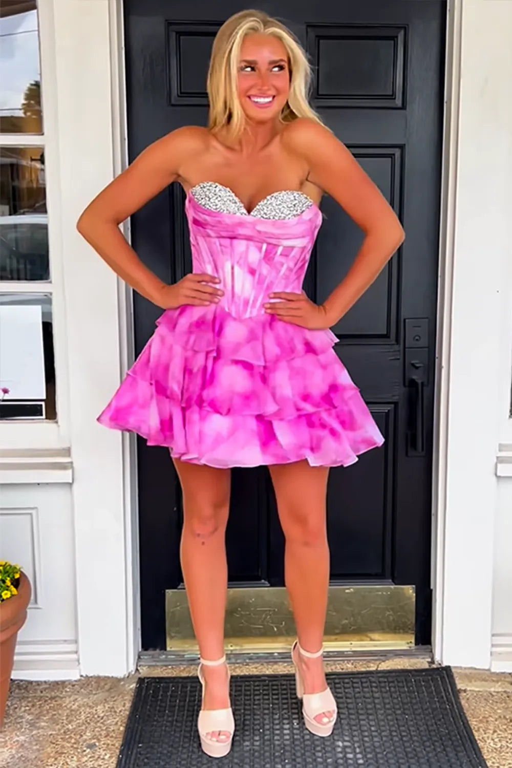 Cute Sweetheart Homecoming Dress with Beading