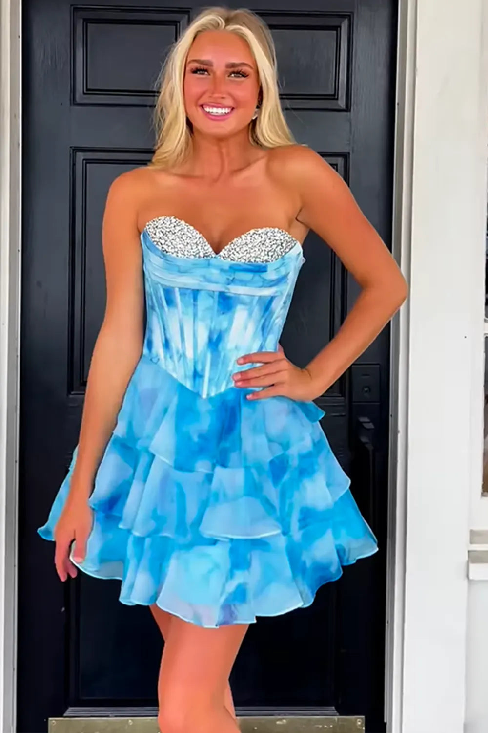 Cute Sweetheart Homecoming Dress with Beading