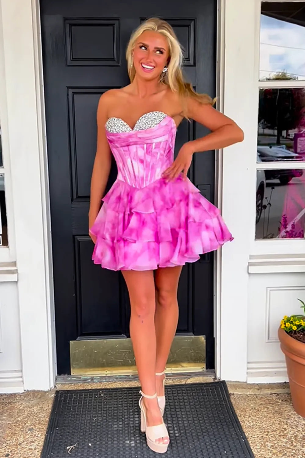Cute Sweetheart Homecoming Dress with Beading