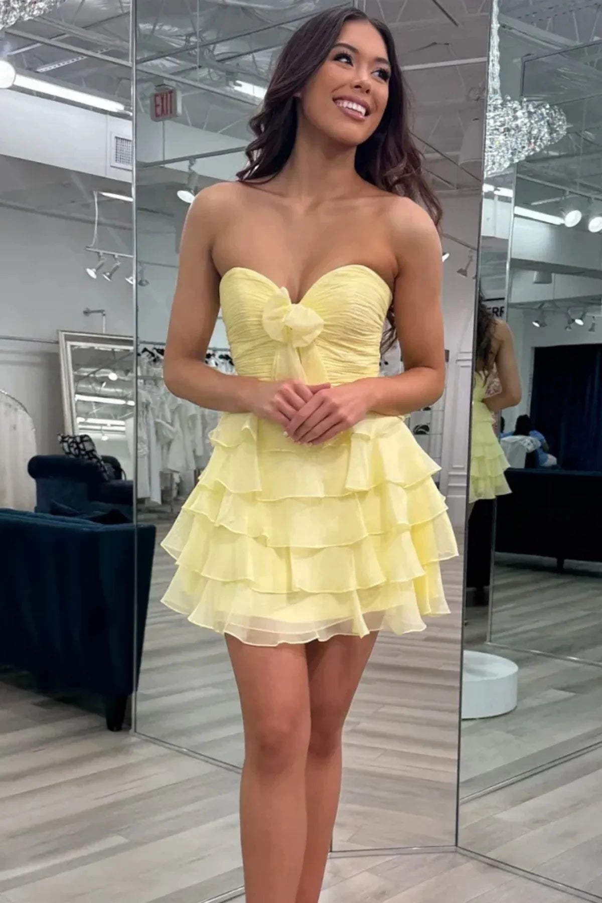 Cute Green Short Homecoming Dress with Ruffles