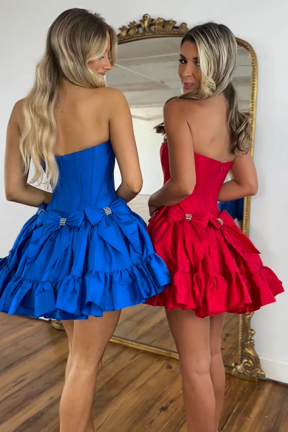 Cute Strapless Hot Pink Homecoming Dress with Beading