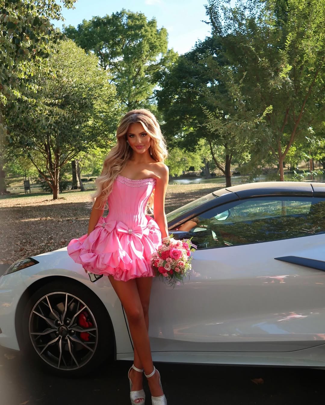 Cute Strapless Hot Pink Homecoming Dress with Beading