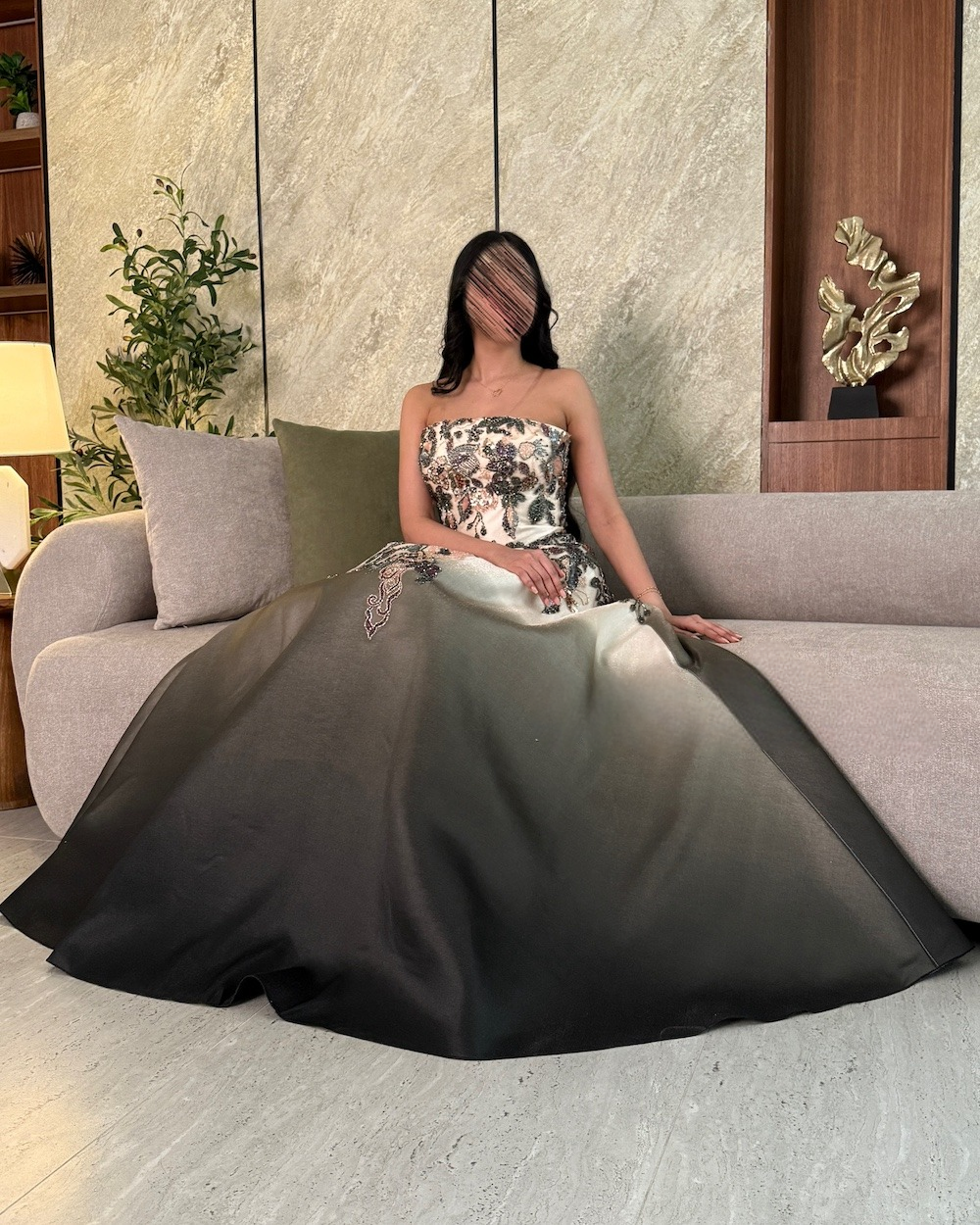 Long evening dress in elegant color shades