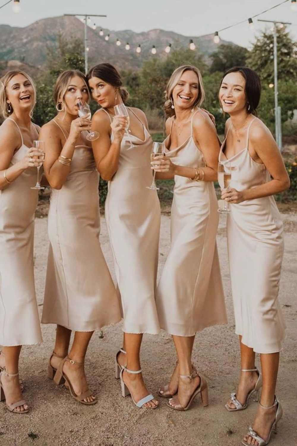 Simple Light Champagne Bridesmaid Dress