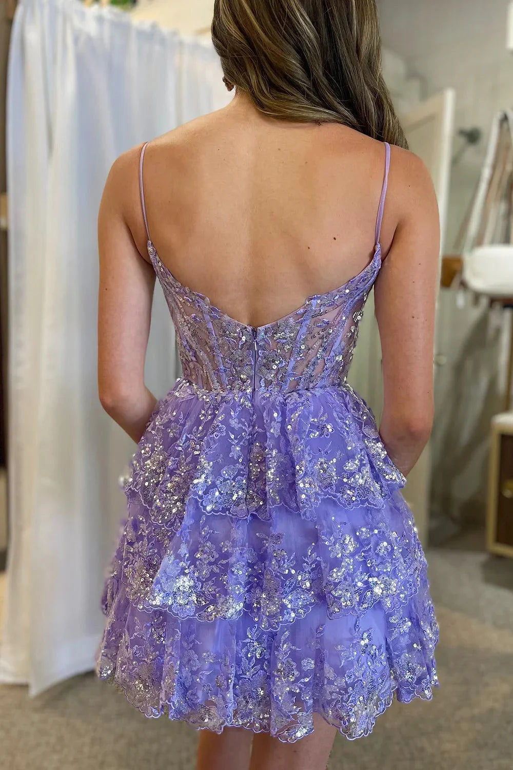 Cute Spaghetti Straps Homecoming Dress