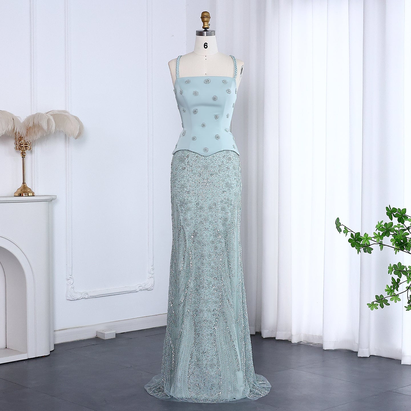 Chic Lilac Two Pieces Evening Dress with Spaghetti Straps