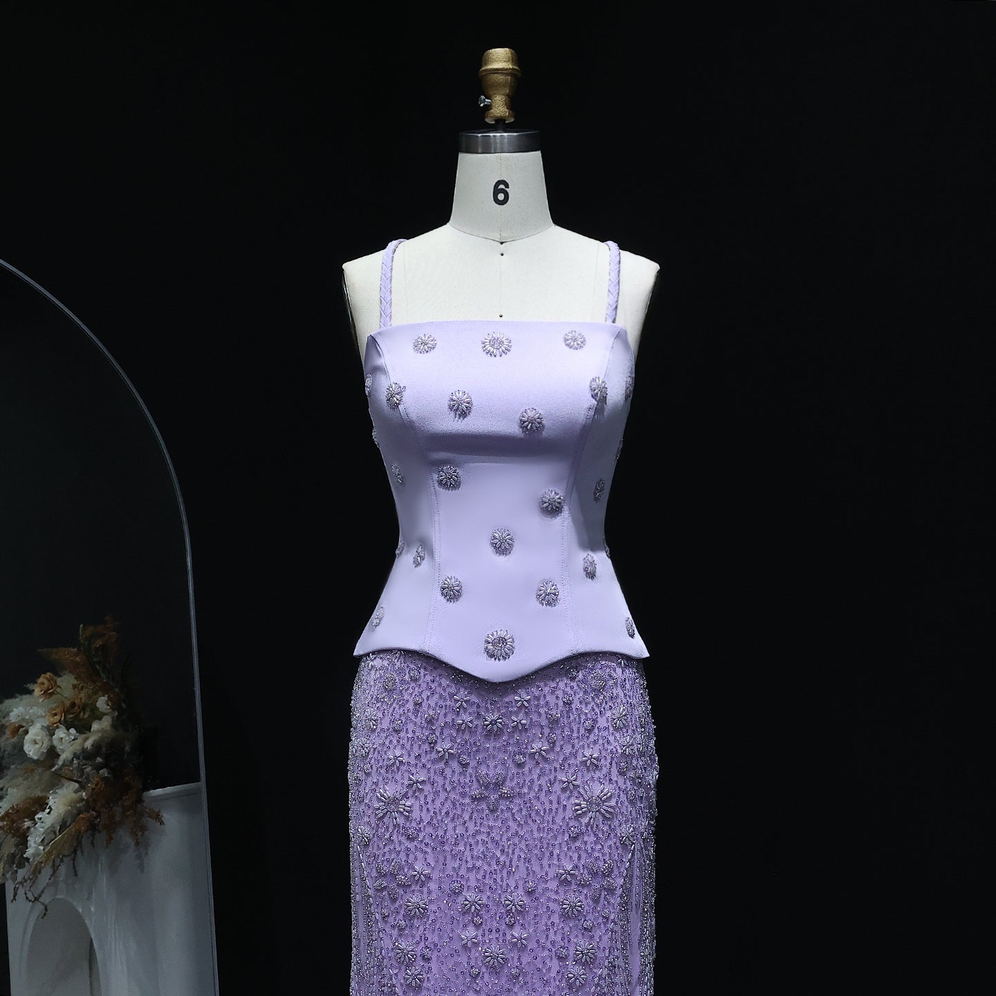 Chic Lilac Two Pieces Evening Dress with Spaghetti Straps