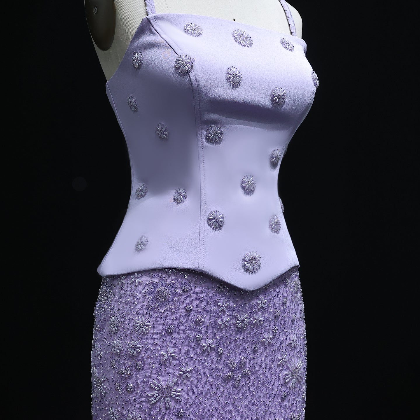 Chic Lilac Two Pieces Evening Dress with Spaghetti Straps