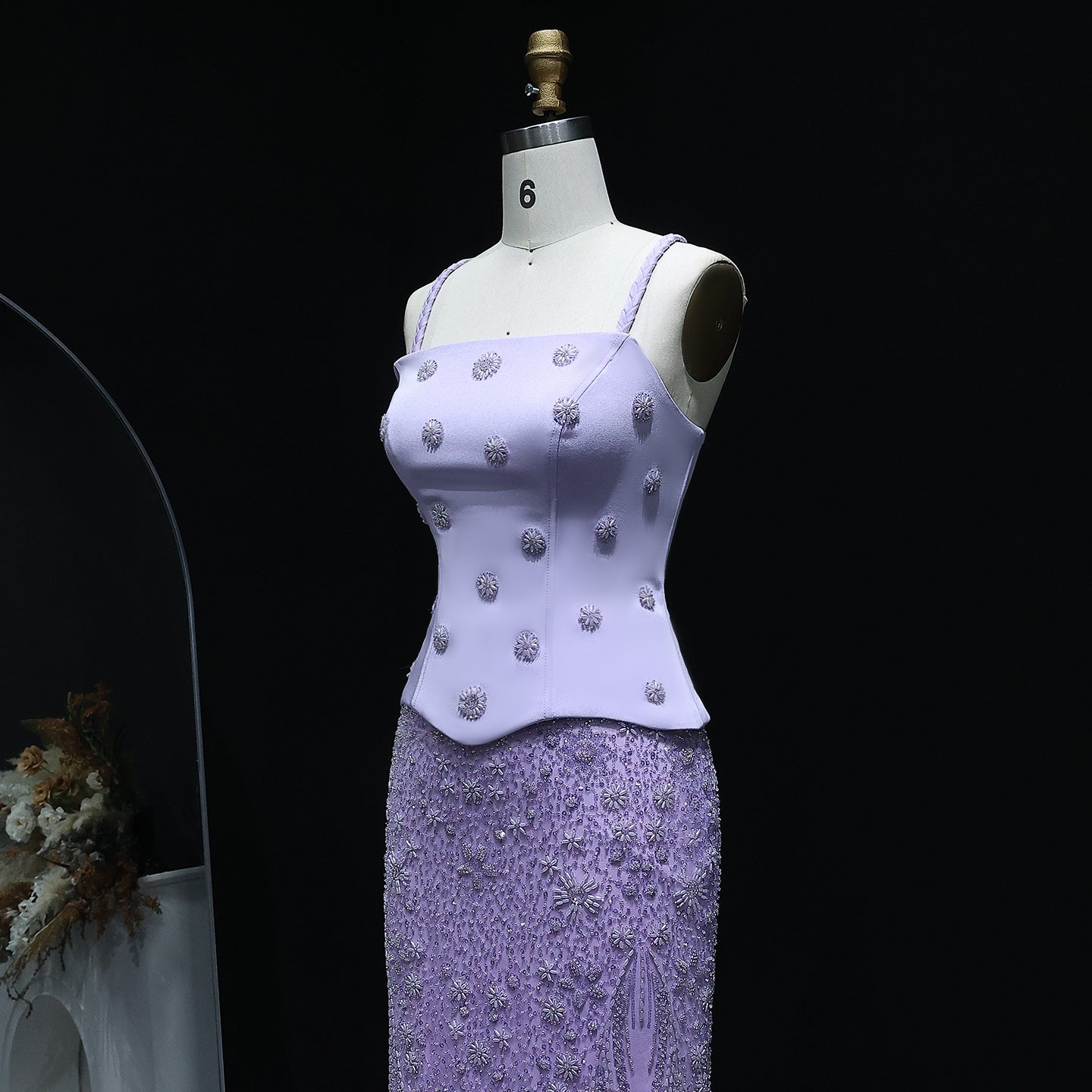 Chic Lilac Two Pieces Evening Dress with Spaghetti Straps