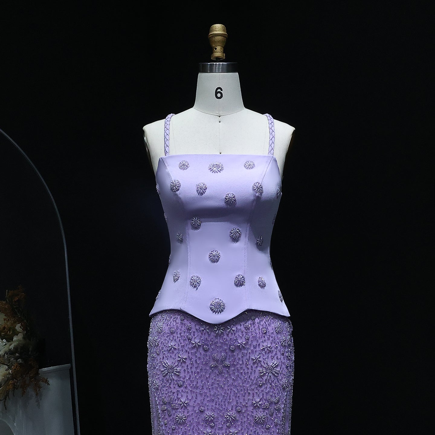 Chic Lilac Two Pieces Evening Dress with Spaghetti Straps