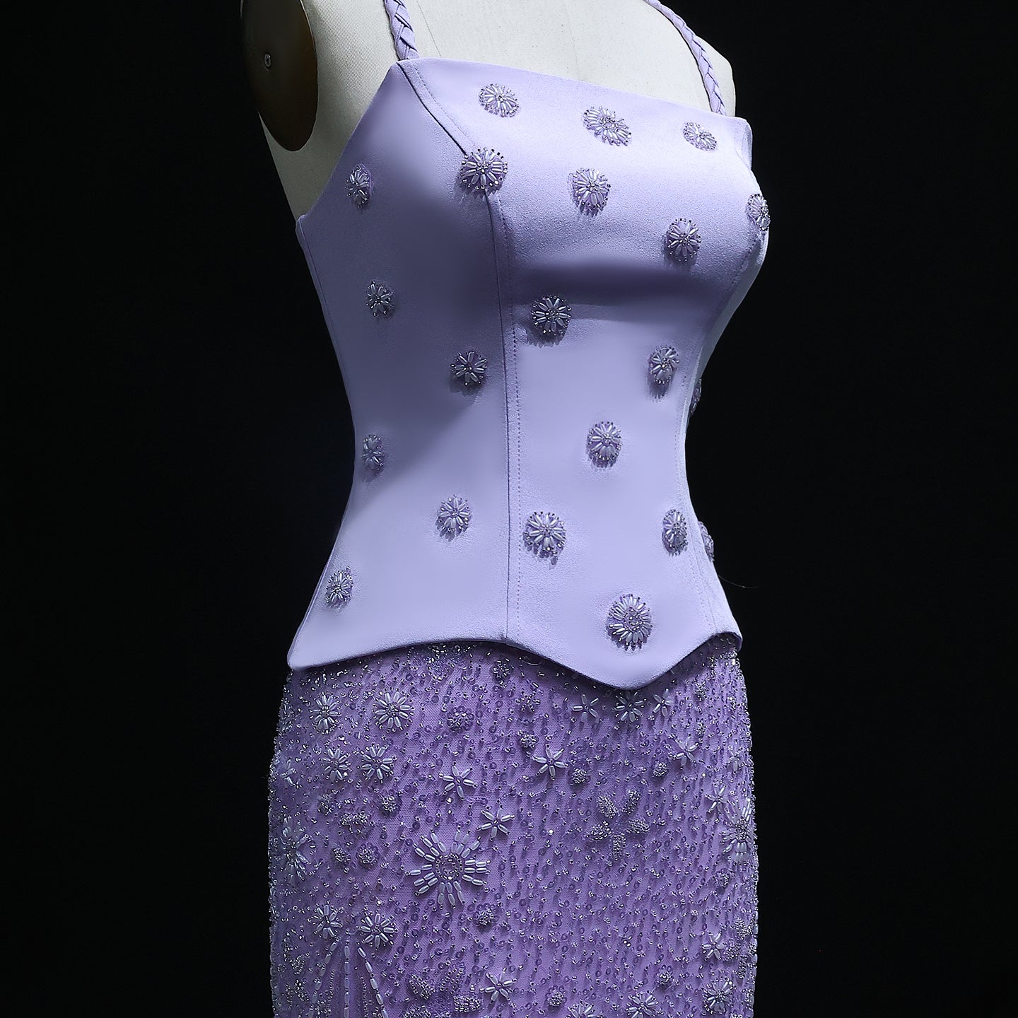 Chic Lilac Two Pieces Evening Dress with Spaghetti Straps