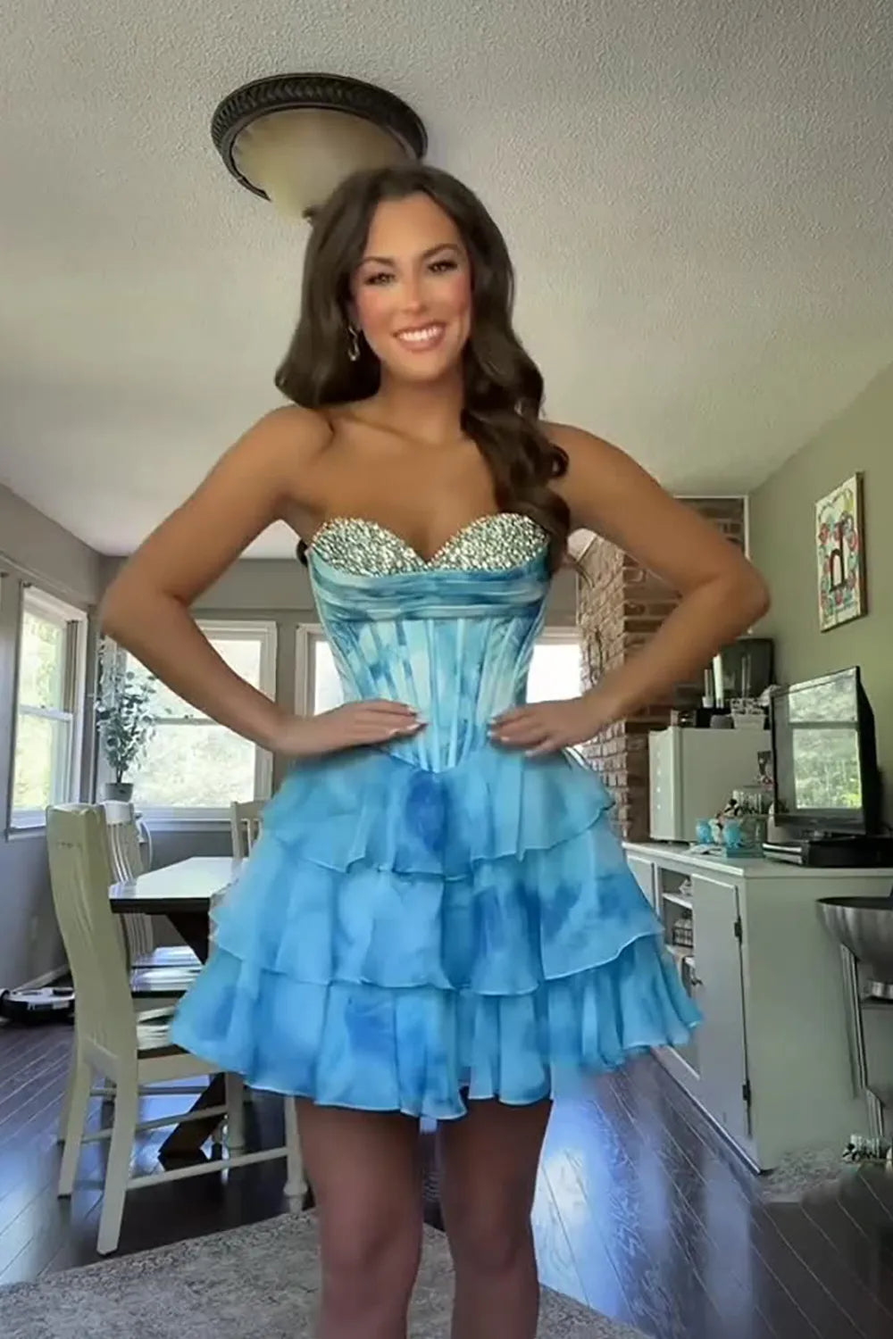 Cute Sweetheart Homecoming Dress with Beading