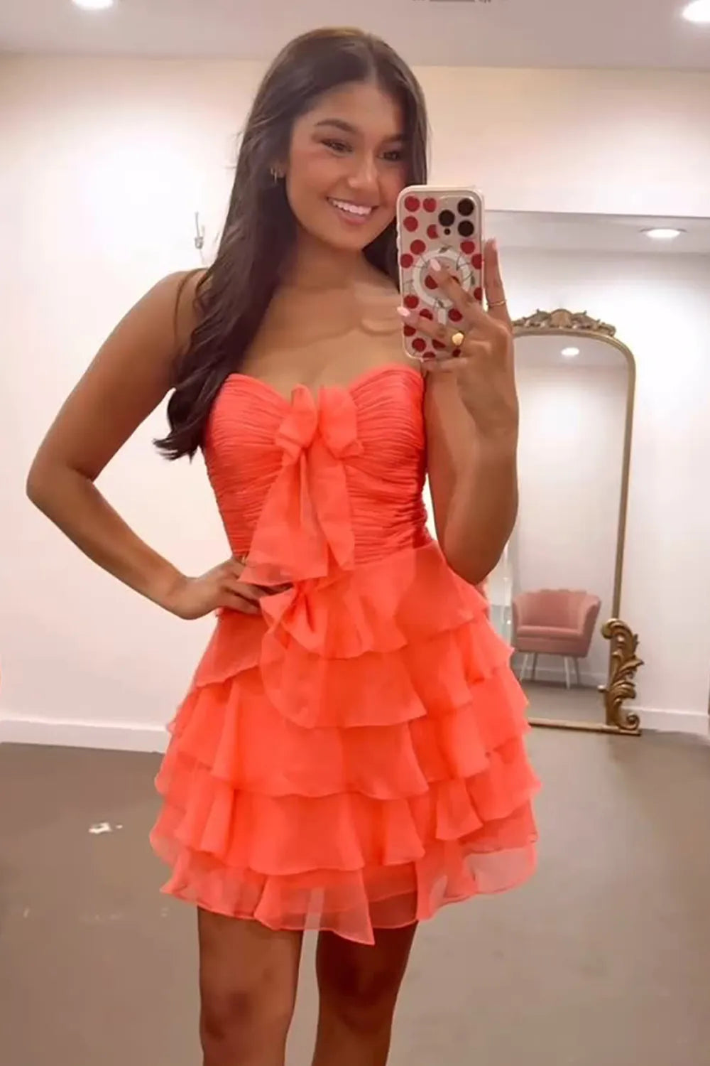 Cute Green Short Homecoming Dress with Ruffles
