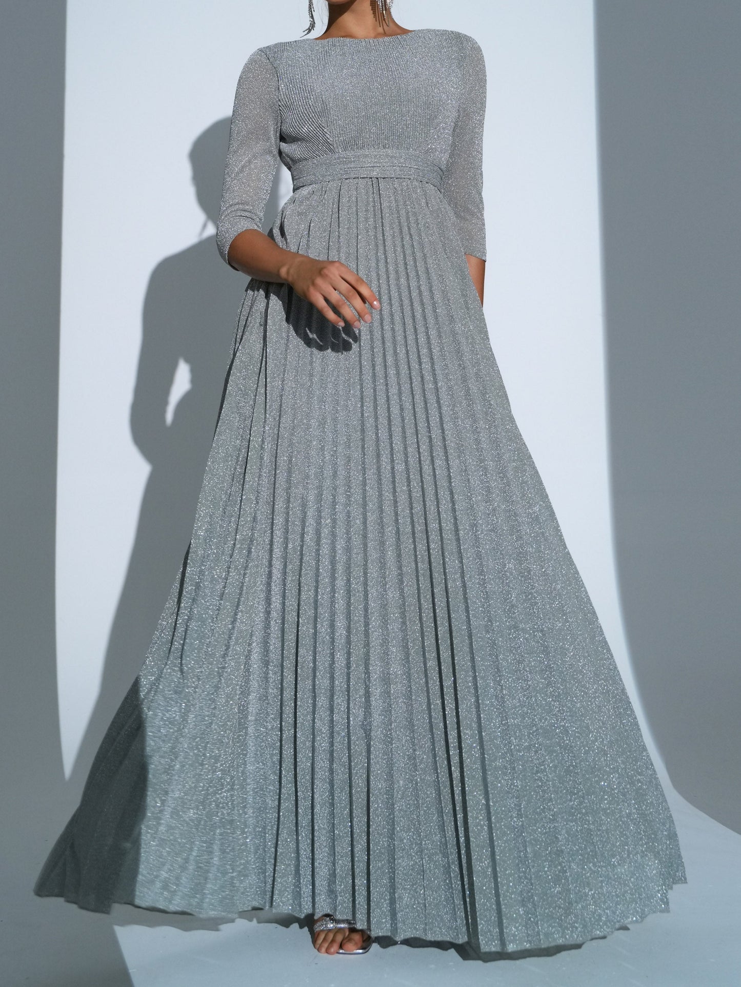 Round Neck Hight Waist A-line Dress