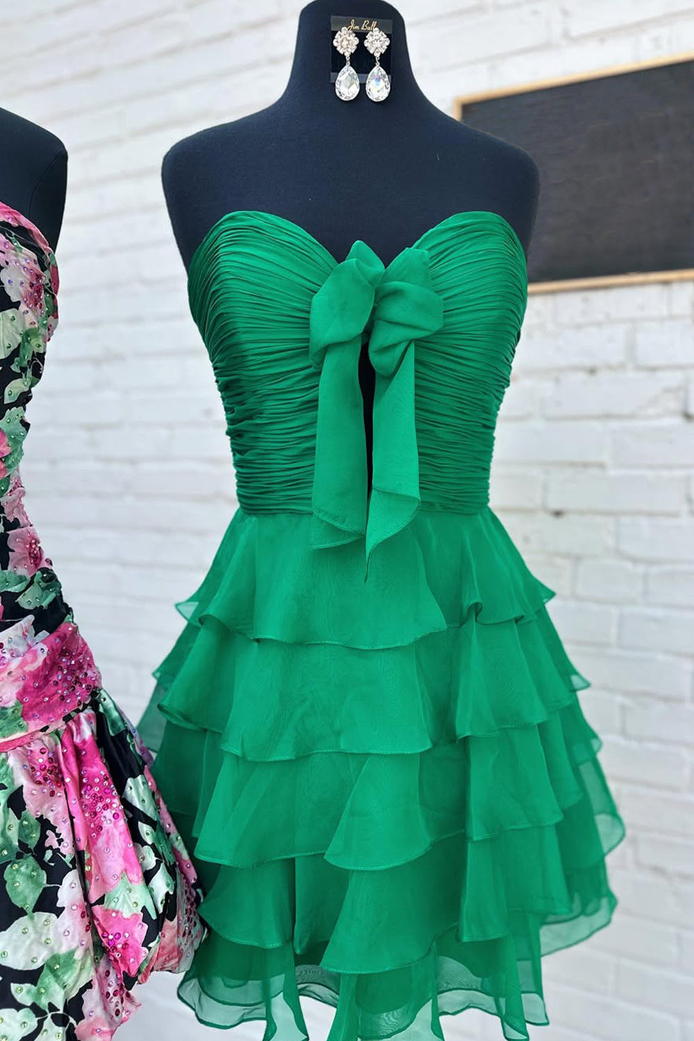Cute Green Short Homecoming Dress with Ruffles