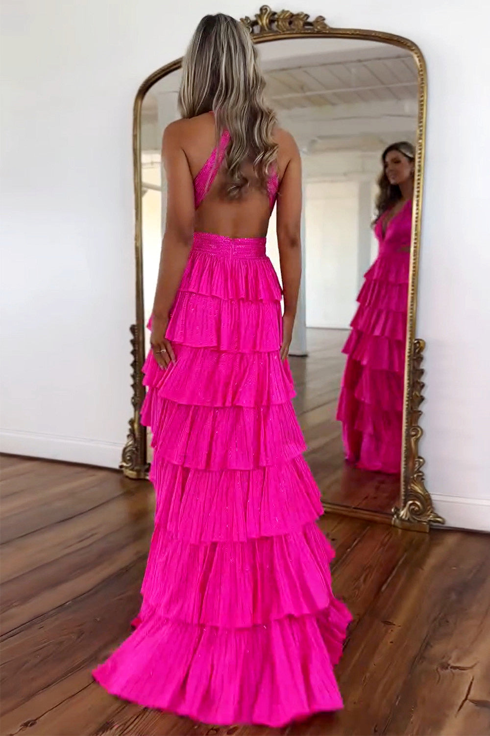 Luxurious Sparkly Mermaid Prom Dress with High Slit