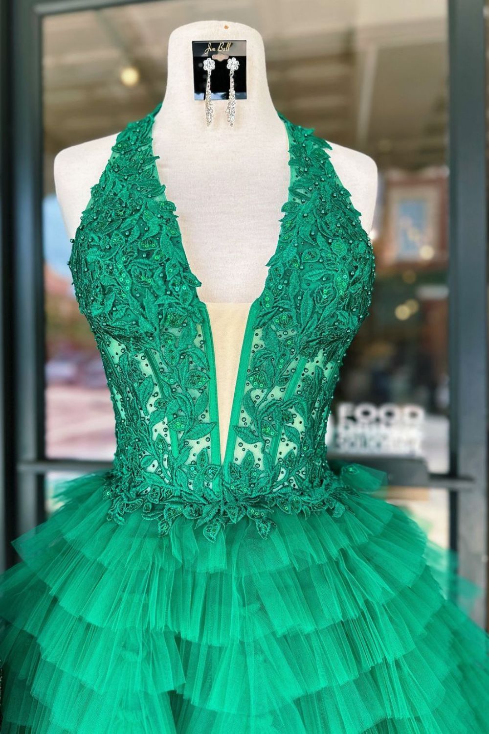 A-Line Halter Short Tulle Homecoming Dress