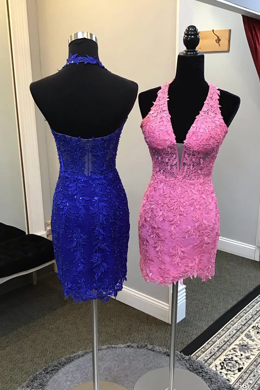 Royal Blue Bodycon Short Lace Homecoming Dress