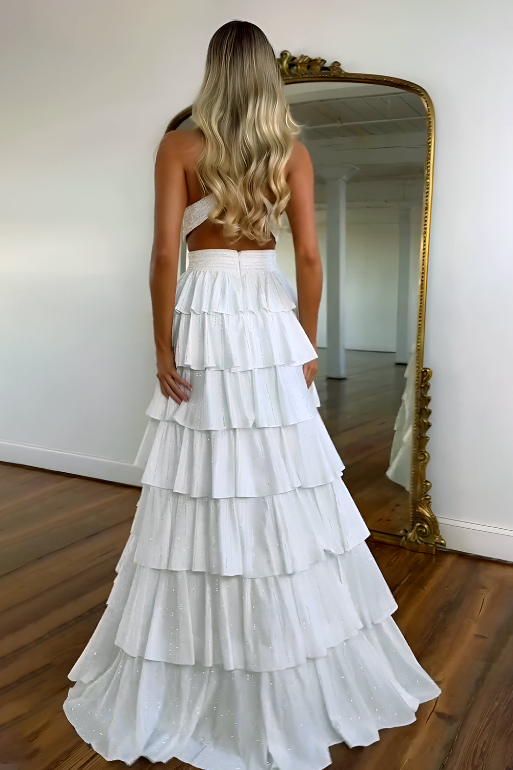 Luxurious Sparkly Mermaid Prom Dress with High Slit