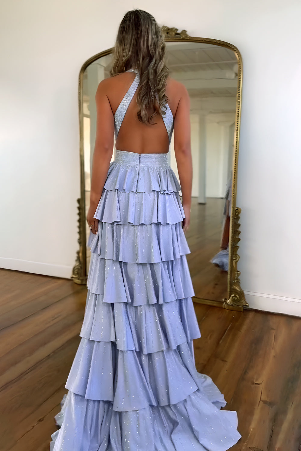 Luxurious Sparkly Mermaid Prom Dress with High Slit