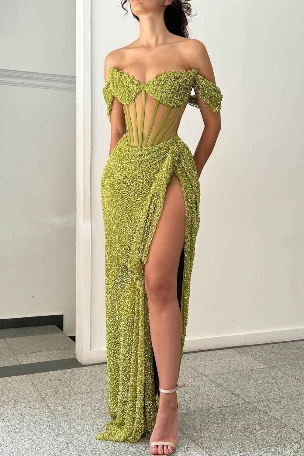 Sparkly Green Mermaid Long Formal Dress