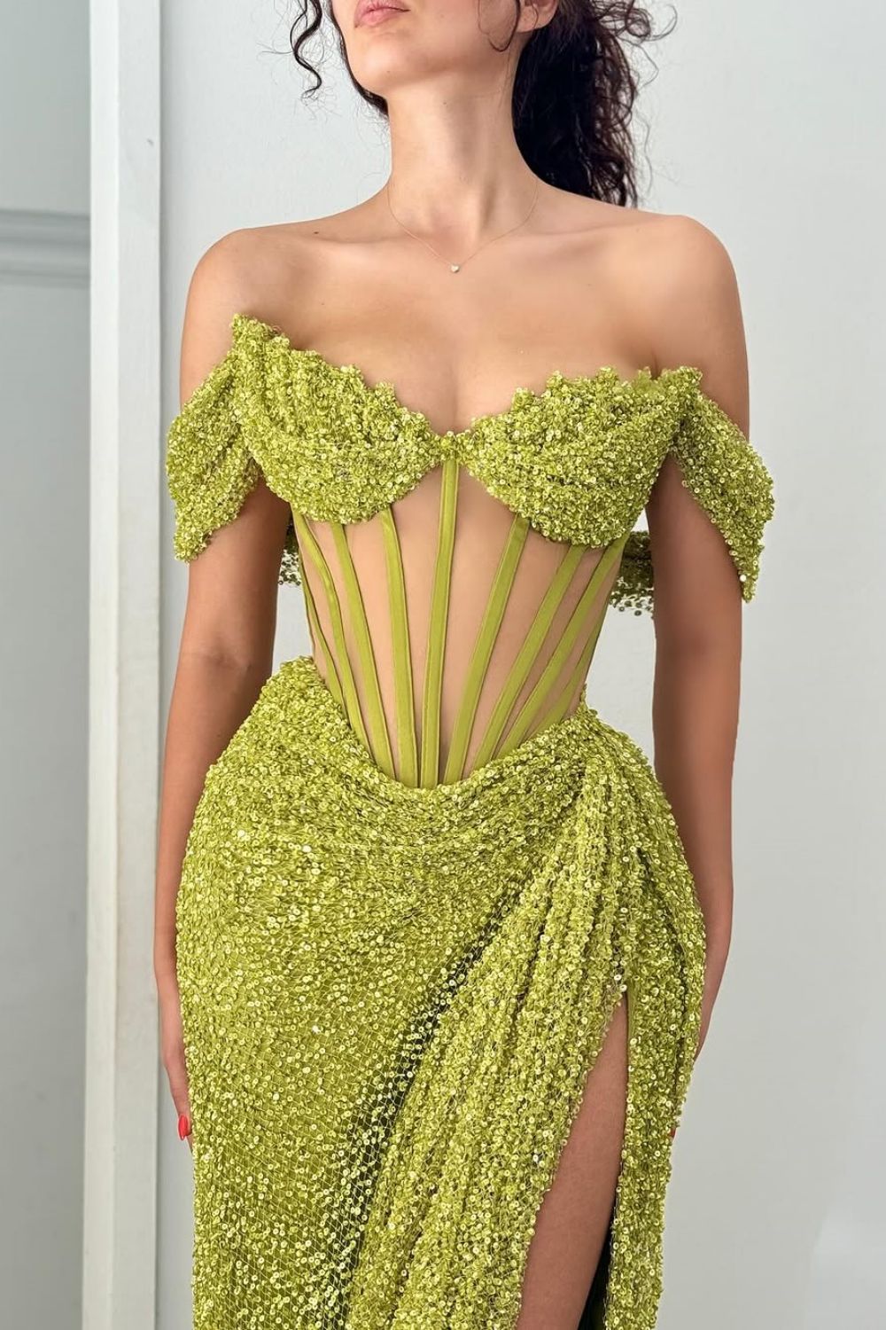 Sparkly Green Mermaid Long Formal Dress