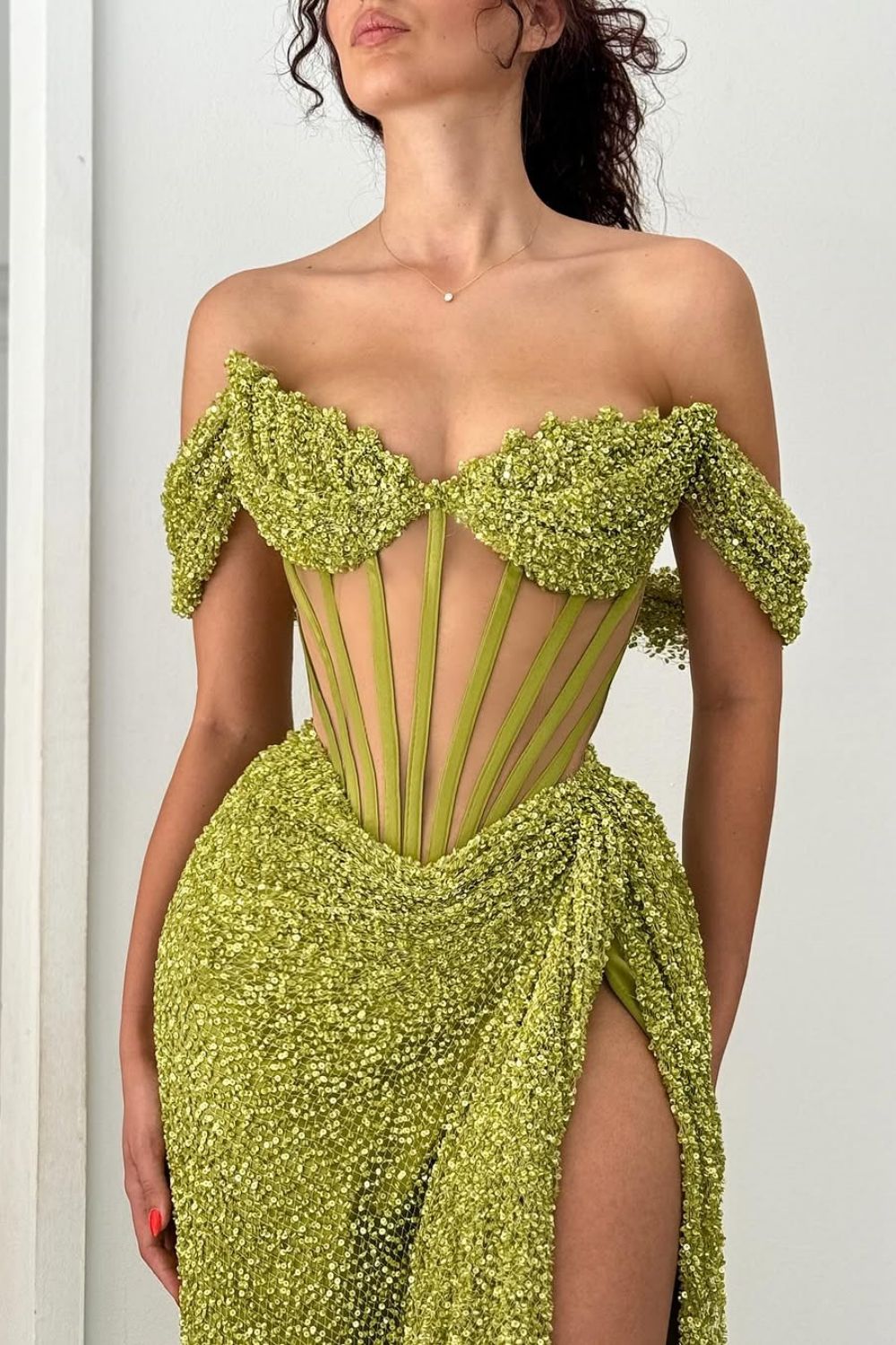 Sparkly Green Mermaid Long Formal Dress