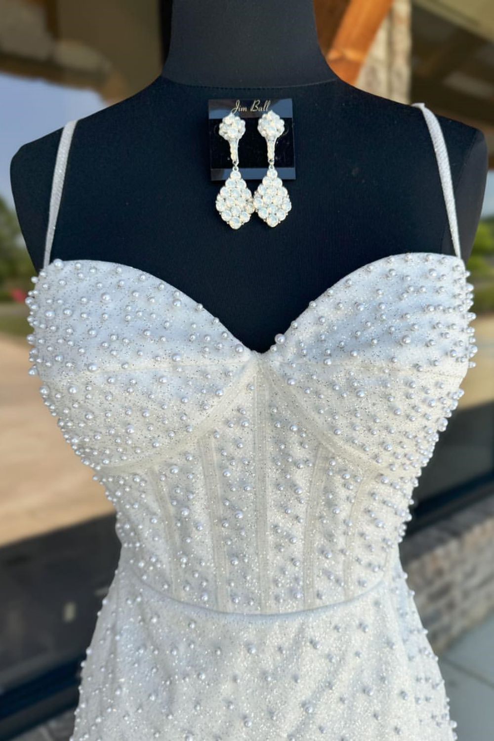 White Bodycon Short Homecoming Dress With Pearls