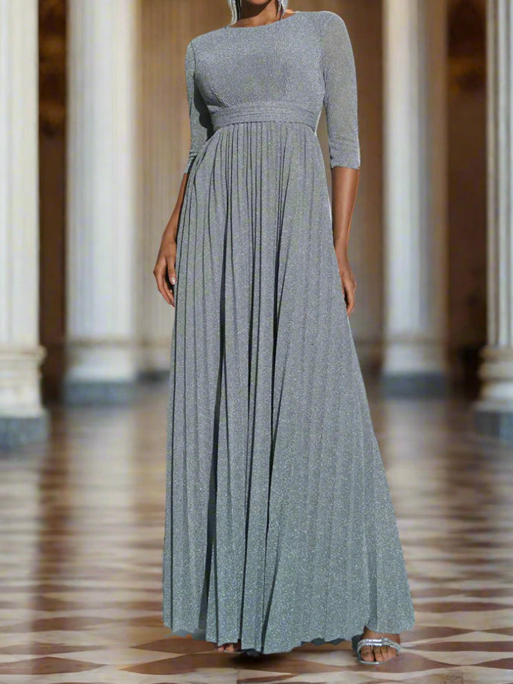 Round Neck Hight Waist A-line Dress