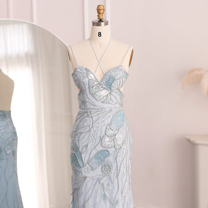 Luxury Pink Evening Dress with Feathers Scarf