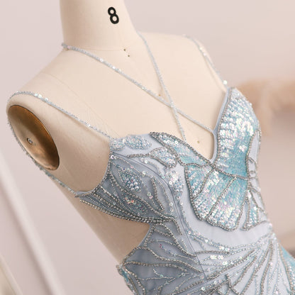 Luxury Pink Evening Dress with Feathers Scarf