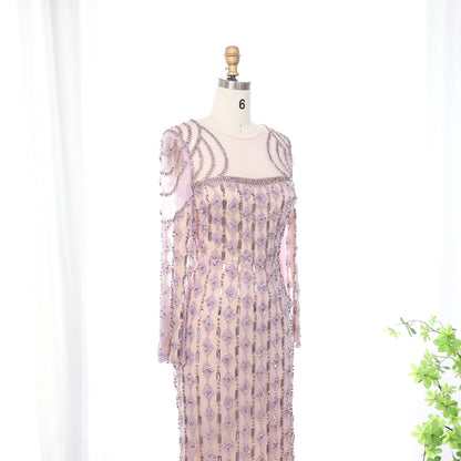 Luxury Sage Green Long Sleeves Mermaid Evening Dress