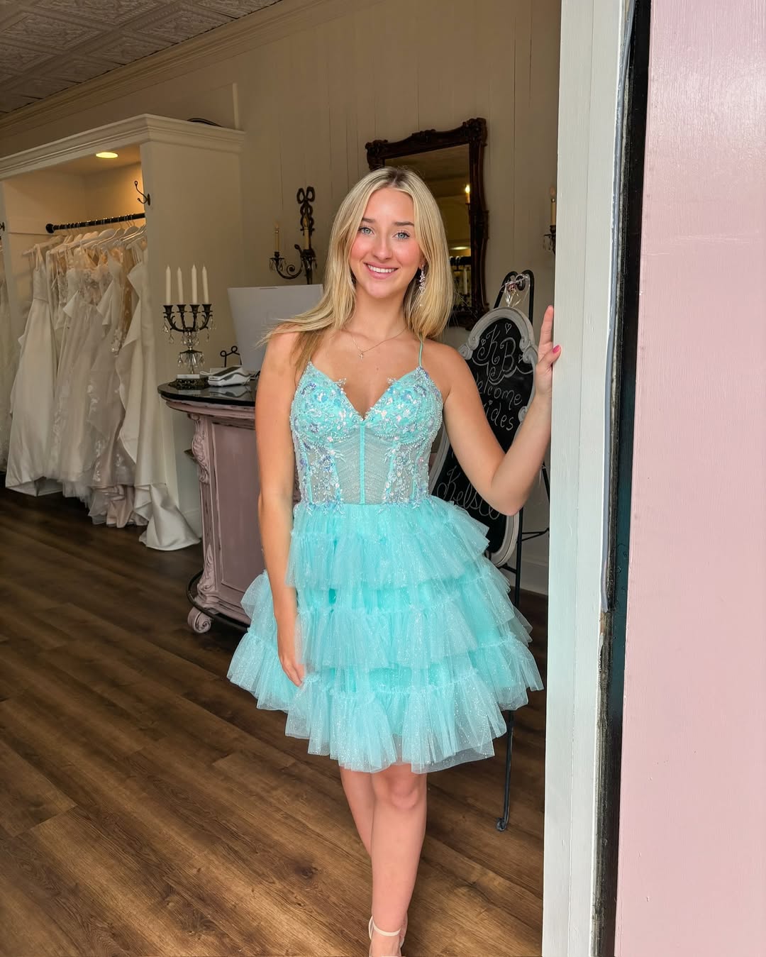 Gorgeous A Line Blue Short Homecoming Dress