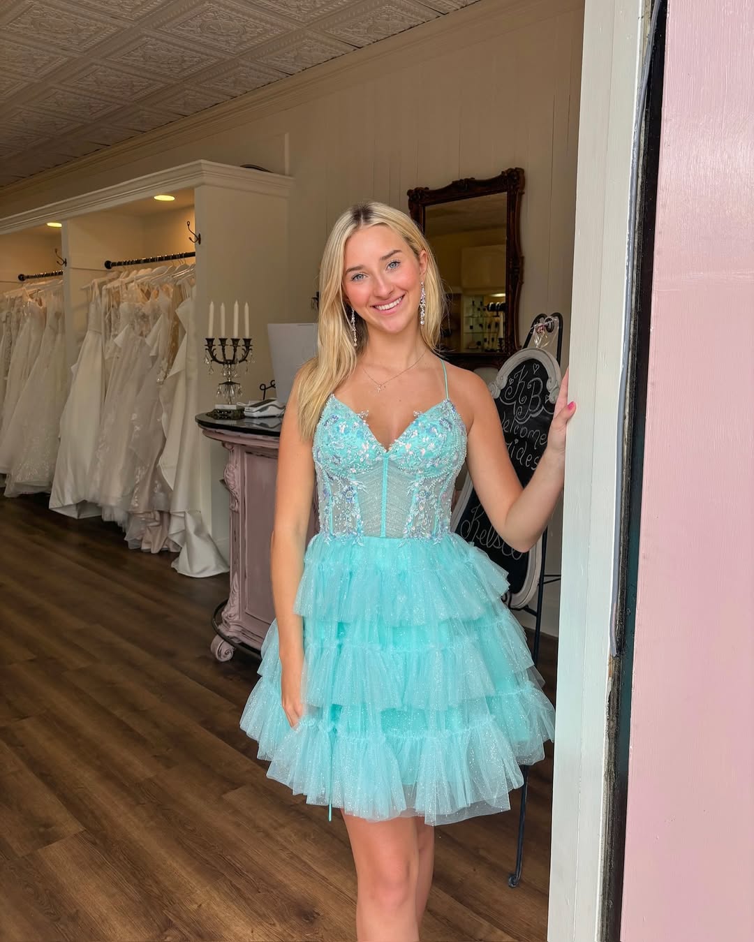 Gorgeous A Line Blue Short Homecoming Dress