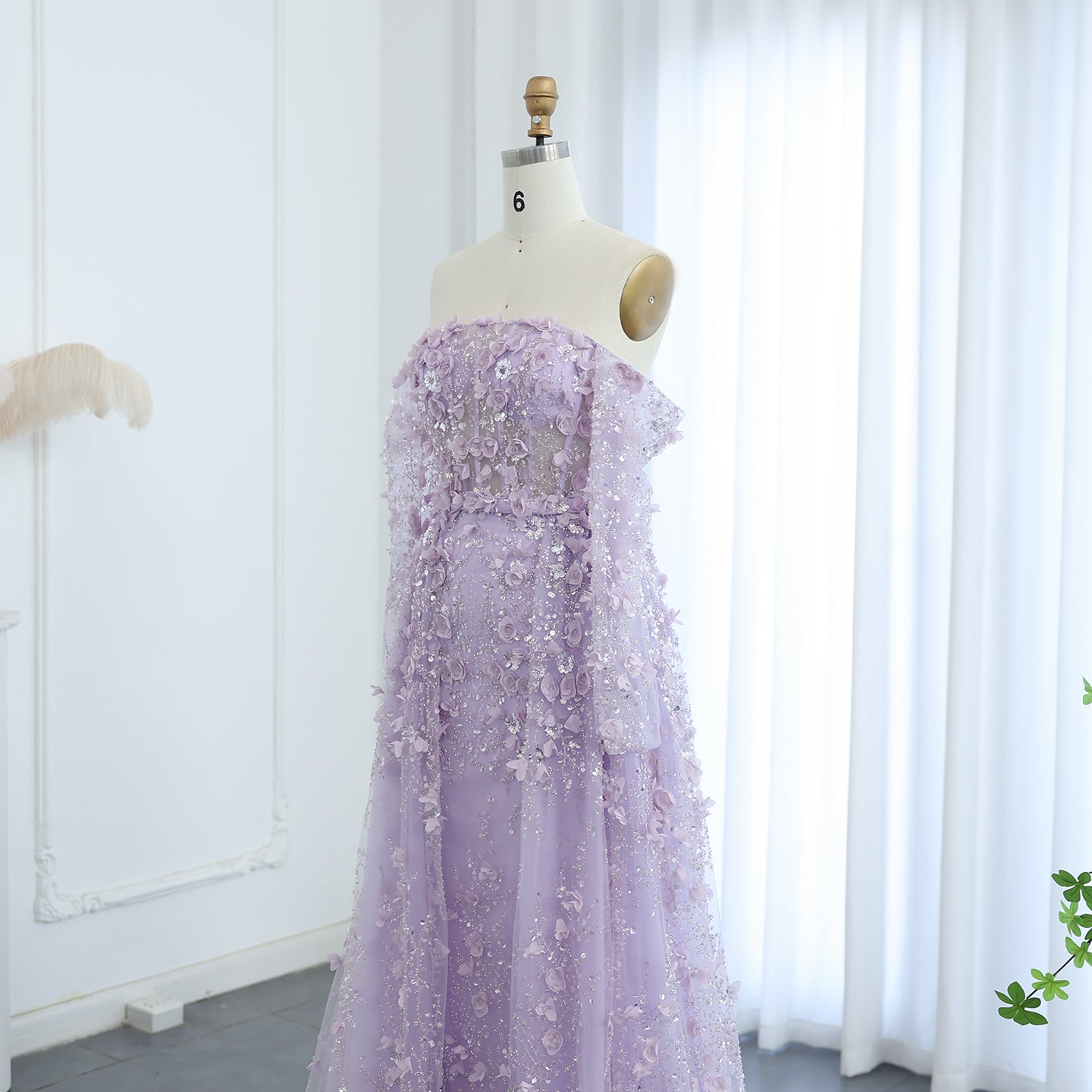 Elegant 3D Flowers Pink Evening Dress with Overskirt