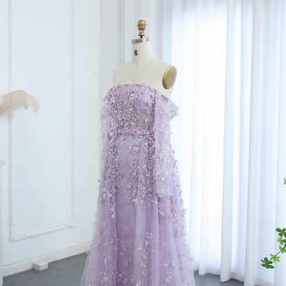 Elegant 3D Flowers Pink Evening Dress with Overskirt