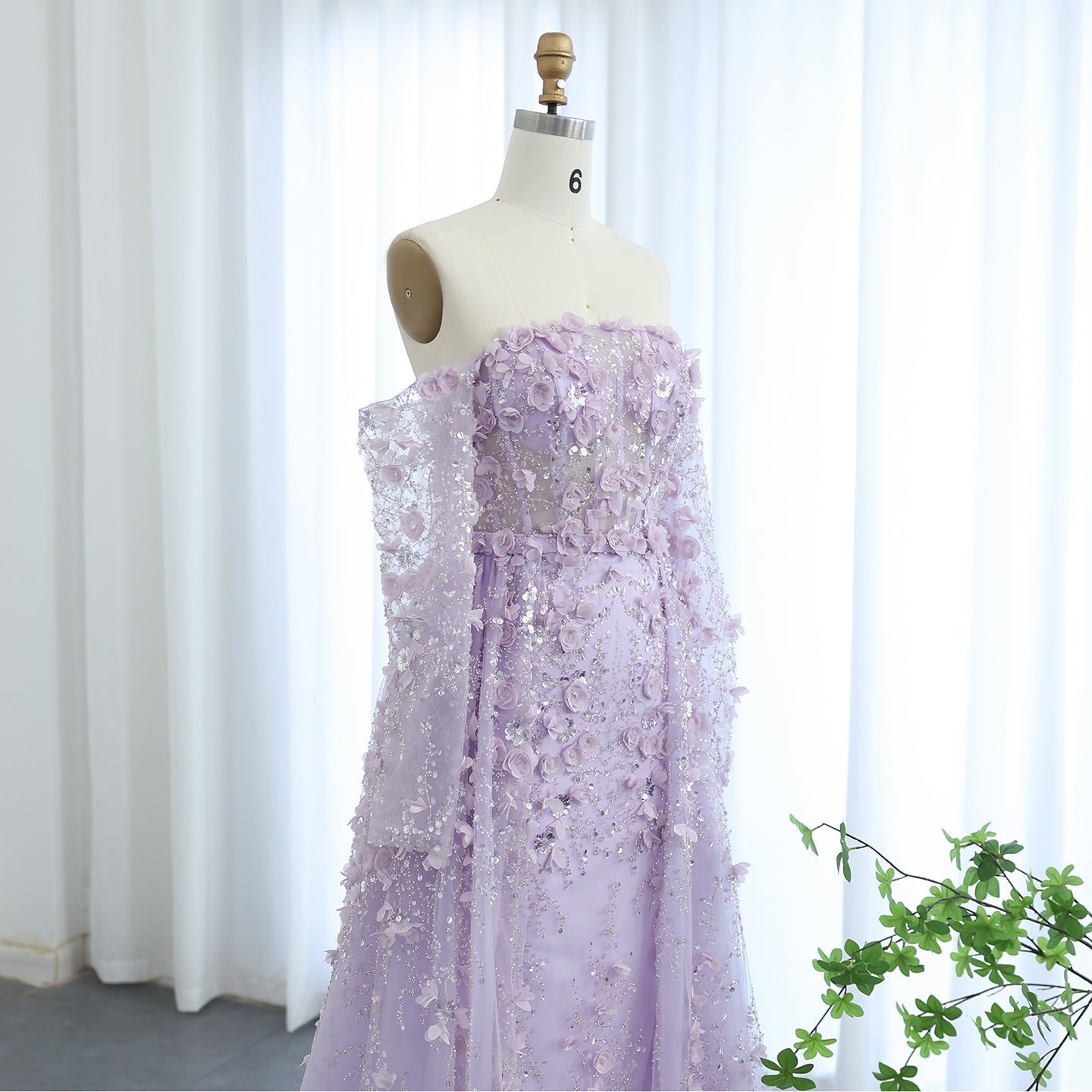 Elegant 3D Flowers Pink Evening Dress with Overskirt
