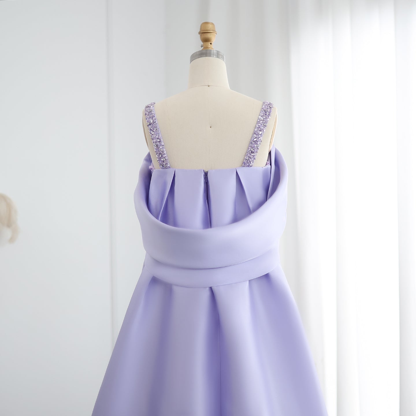 Luxury Lilac Beaded Off Shoulder Evening Dress with Cape