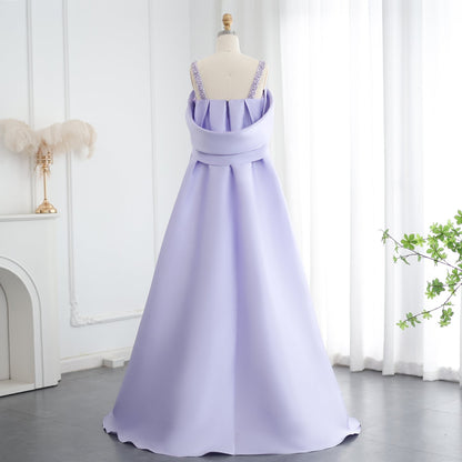 Luxury Lilac Beaded Off Shoulder Evening Dress with Cape