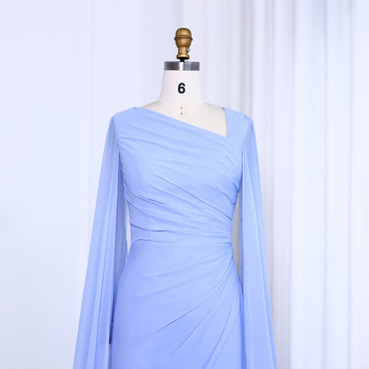 Elegant Green Long Sleeve Evening Dress with cape